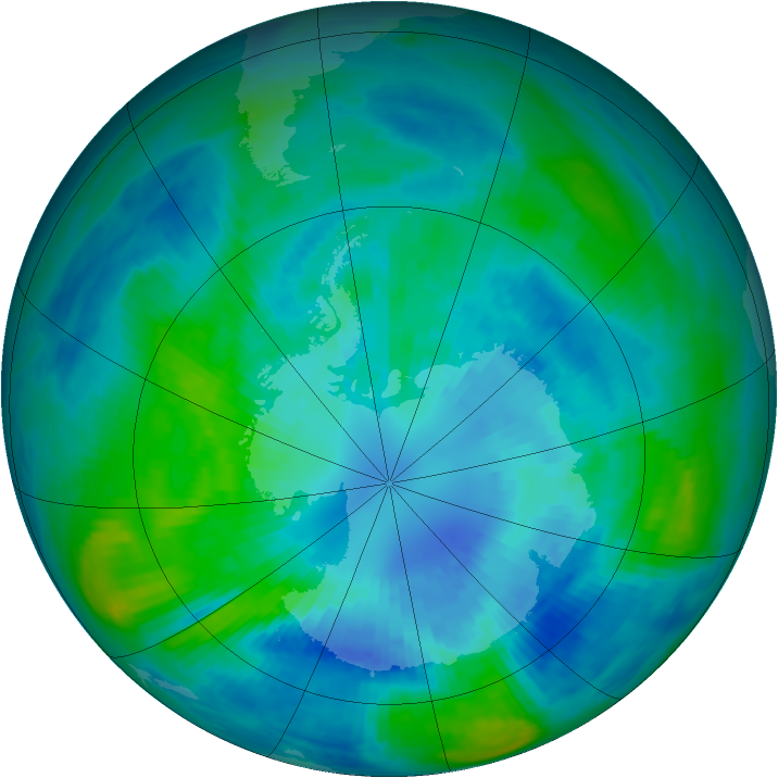 Antarctic ozone map for 02 April 1989